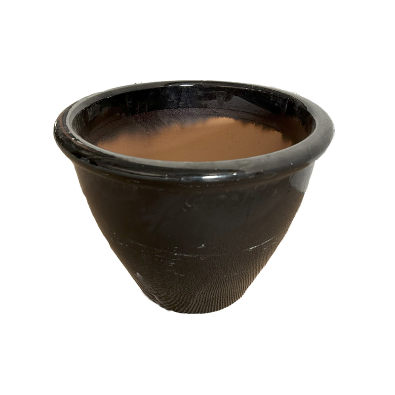 P-PT112-BL 38cm dia Victoria glossy black tulip-shaped plant pot