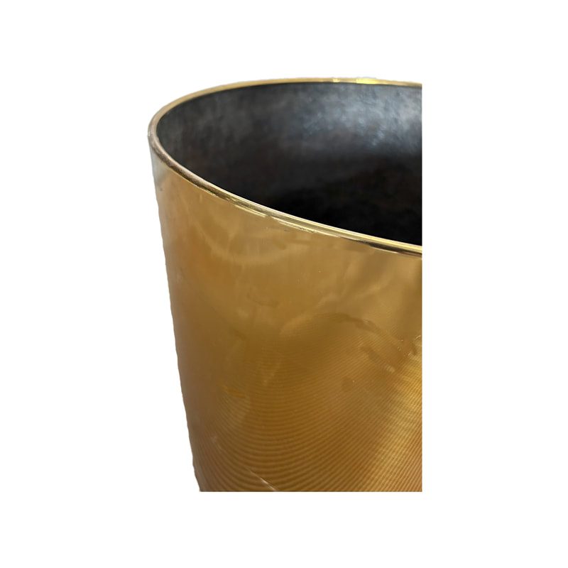 P-PT114-GD 40cm dia Marrakech gold metal conference style round plant pot