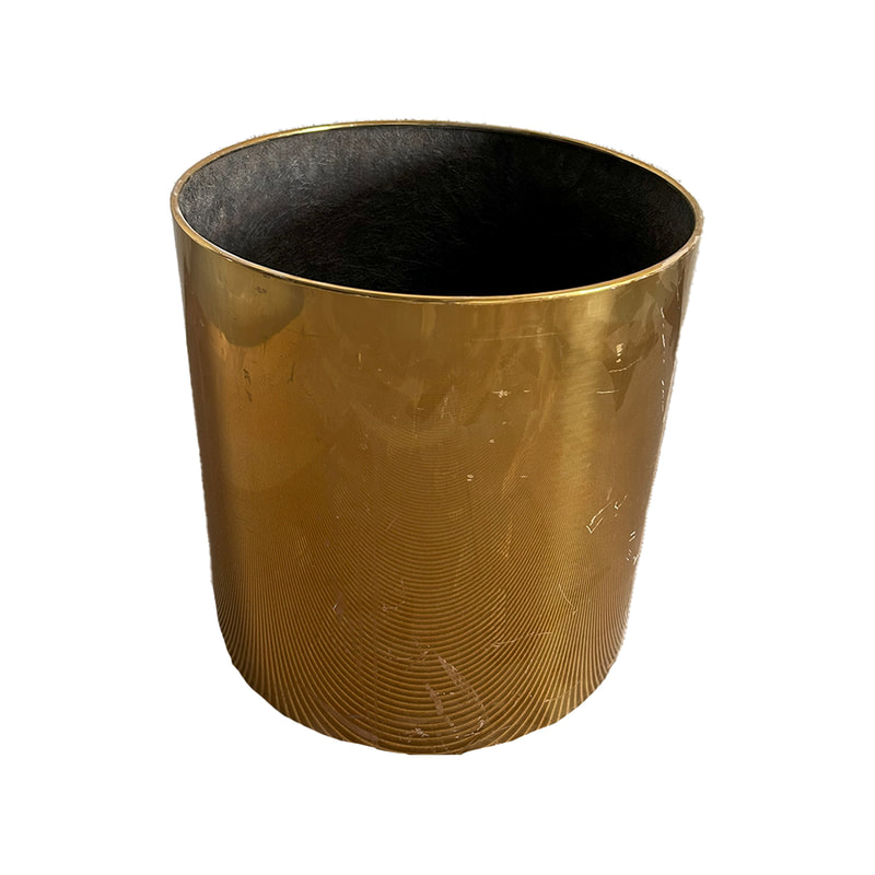 P-PT114-GD 40cm dia Marrakech gold metal conference style round plant pot