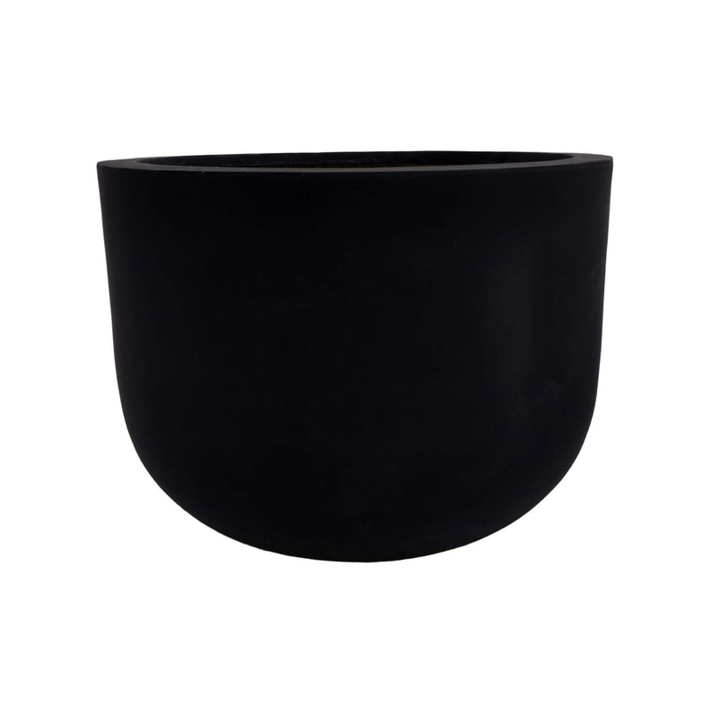 P-PT120-BL 81cm dia Plymouth round black fiberglass plant pot