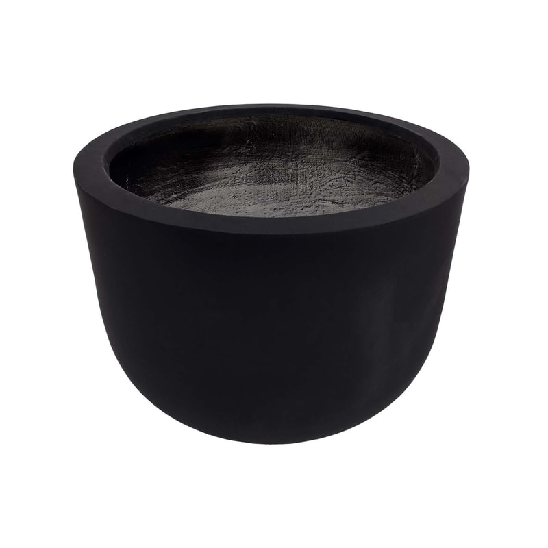 P-PT120-BL 81cm dia Plymouth round black fiberglass plant pot