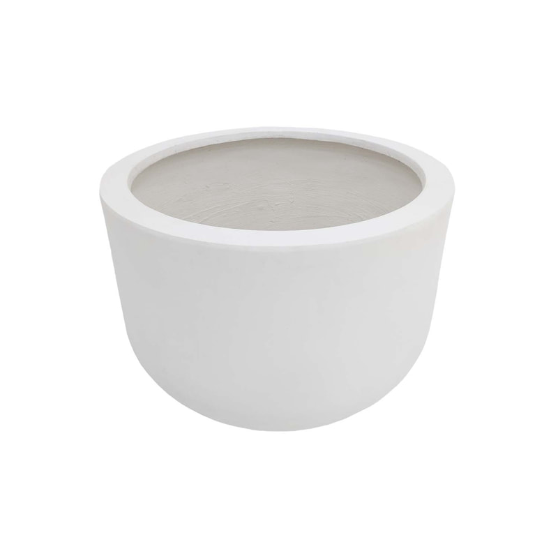 P-PT121-WH 66cm dia Plymouth round white fiberglass plant pot