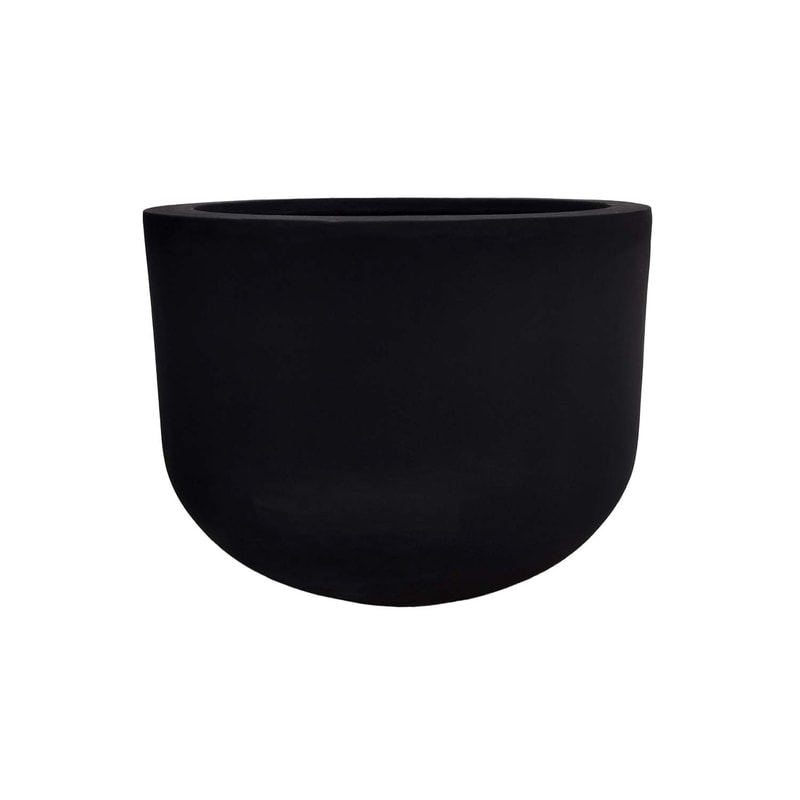 P-PT122-BL 53cm dia Plymouth round black fiberglass plant pot