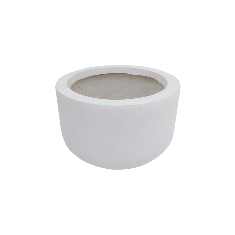P-PT123-WH 40cm dia Plymouth round white fiberglass plant pot