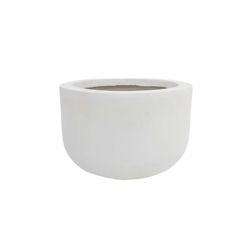 P-PT123-WH 40cm dia Plymouth round white fiberglass plant pot