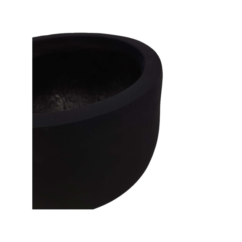 P-PT124-BL 26cm dia Plymouth round black fiberglass plant pot