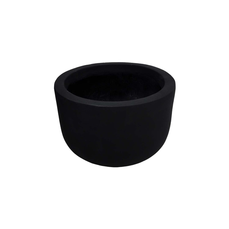 P-PT124-BL 26cm dia Plymouth round black fiberglass plant pot