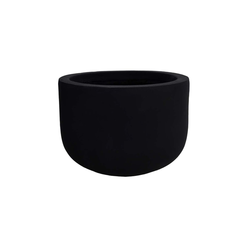 P-PT124-BL 26cm dia Plymouth round black fiberglass plant pot
