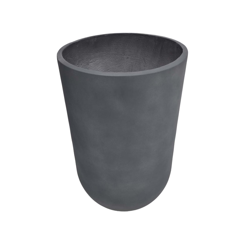 P-PT130-GY 51cm dia Aswan round grey textured fiberglass plant pot