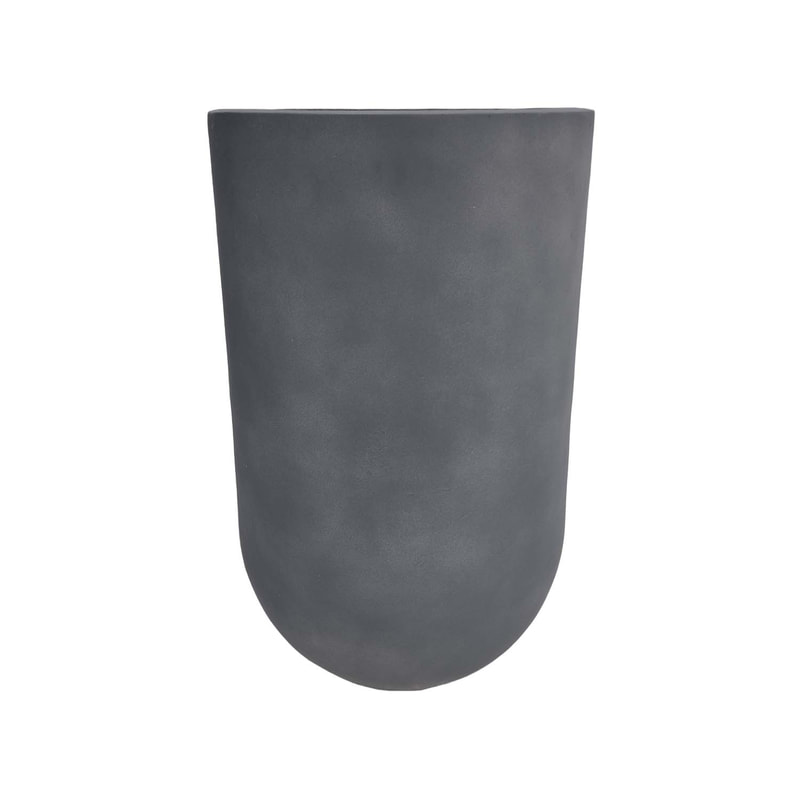 P-PT130-GY 51cm dia Aswan round grey textured fiberglass plant pot