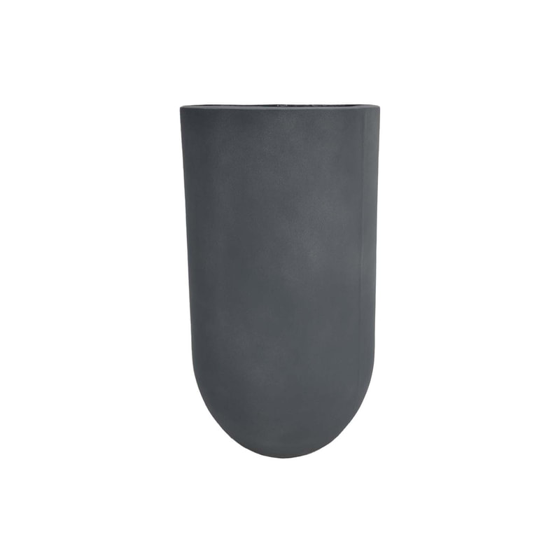 P-PT131-GY 40cm dia Aswan round grey textured fiberglass plant pot