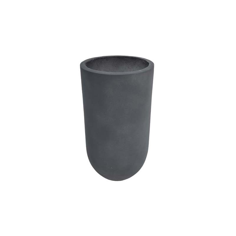 P-PT132-LG 29cm dia Aswan round grey textured fiberglass plant pot