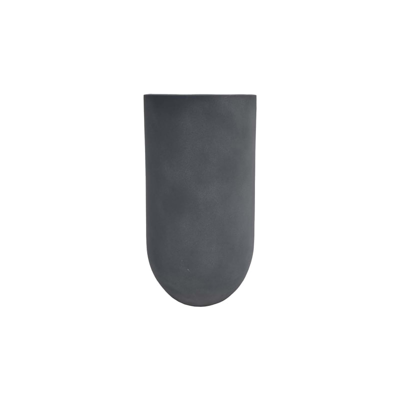 P-PT132-LG 29cm dia Aswan round grey textured fiberglass plant pot