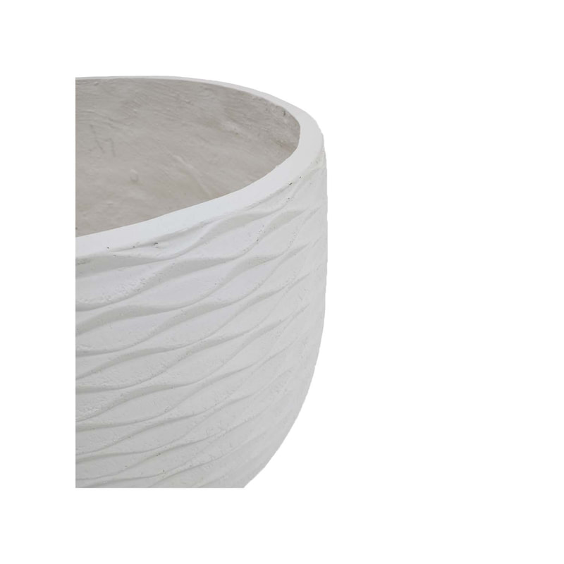 P-PT133-WH 50cm dia Kirsten textured round white fiberglass plant pot