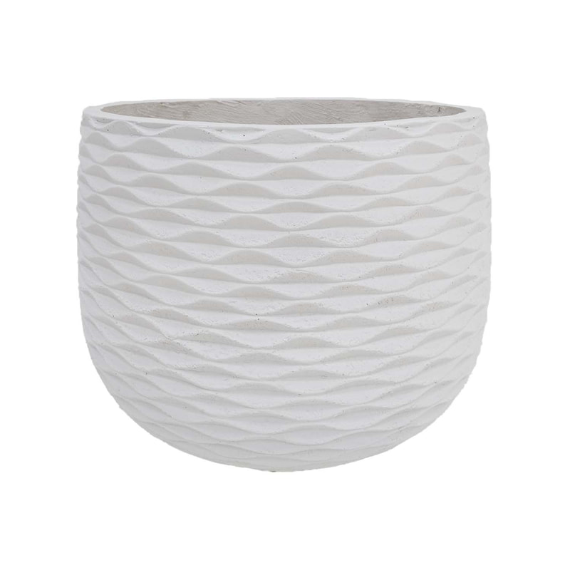 P-PT133-WH 50cm dia Kirsten textured round white fiberglass plant pot