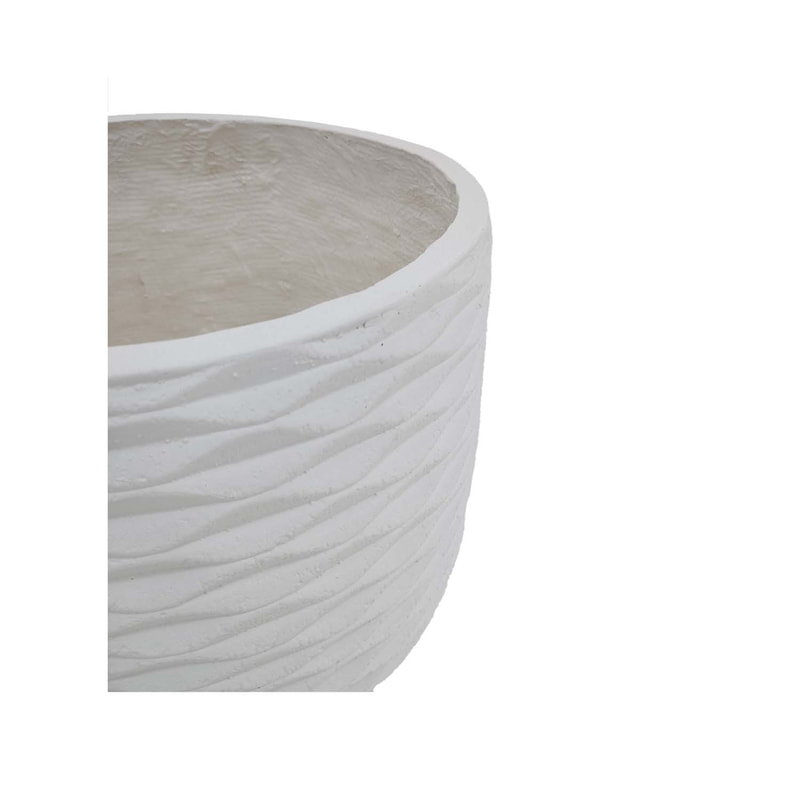 P-PT134-WH 40cm dia Kirsten textured round white fiberglass plant pot
