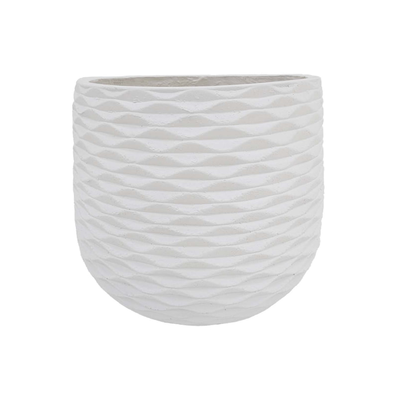 P-PT134-WH 40cm dia Kirsten textured round white fiberglass plant pot