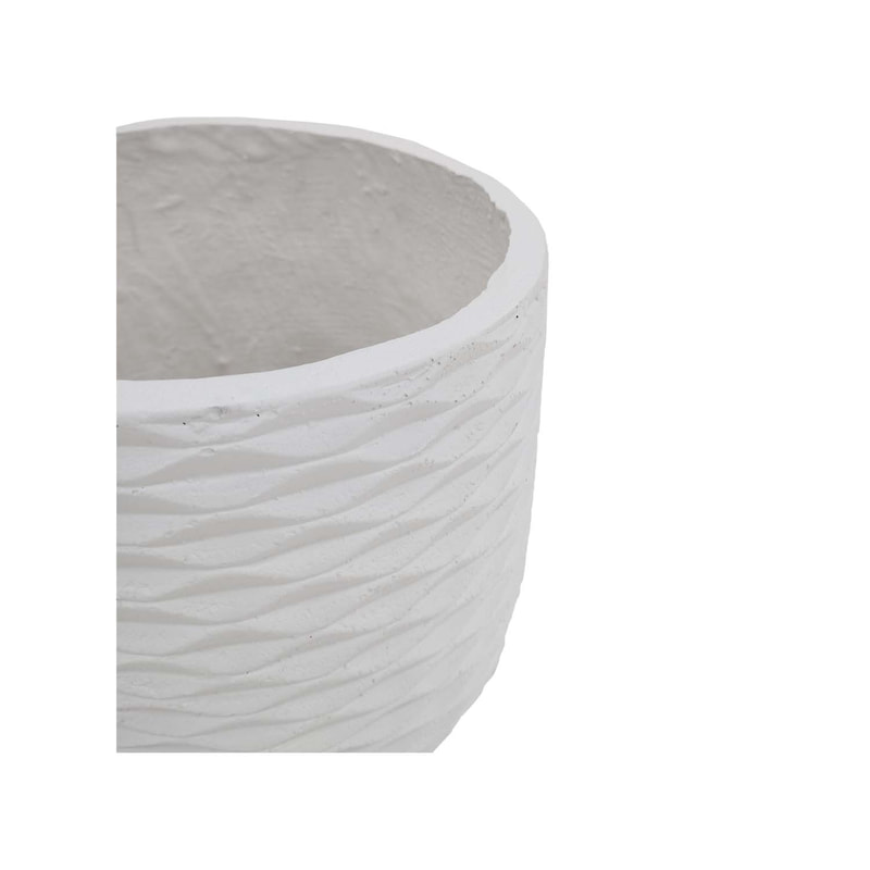 P-PT135-WH 30cm dia Kirsten textured round white fiberglass plant pot