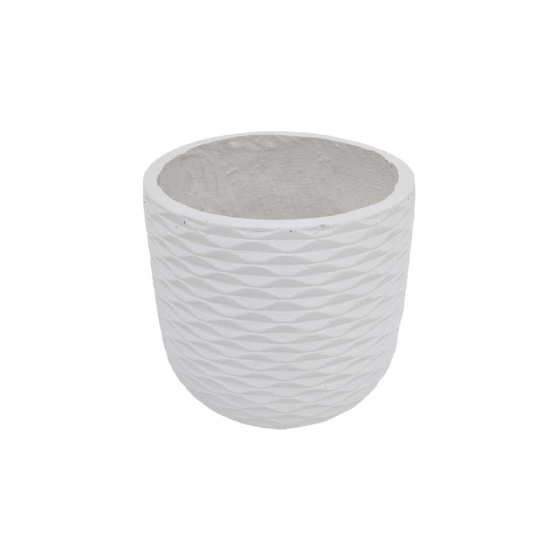 P-PT135-WH 30cm dia Kirsten textured round white fiberglass plant pot