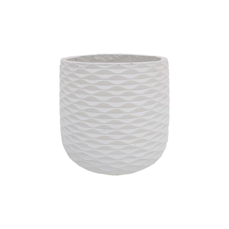 P-PT135-WH 30cm dia Kirsten textured round white fiberglass plant pot