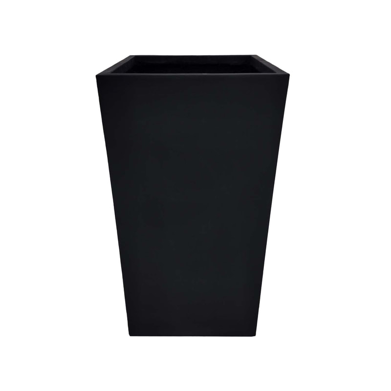 P-PT143-BL 50cm wide Kyoto square black fiberglass plant pot