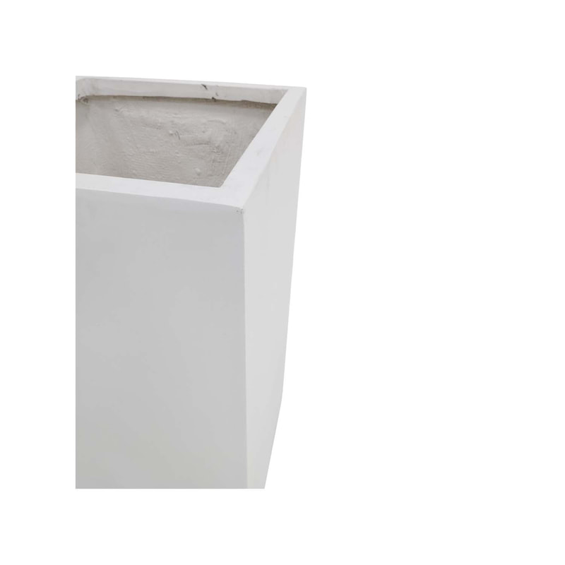 P-PT144-WH 40cm wide Kyoto square white fiberglass plant pot