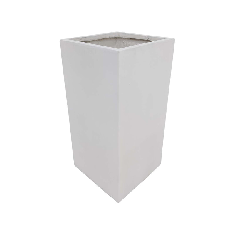 P-PT144-WH 40cm wide Kyoto square white fiberglass plant pot