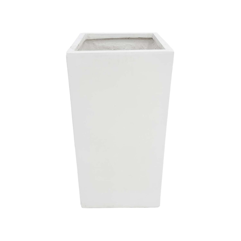 P-PT144-WH 40cm wide Kyoto square white fiberglass plant pot
