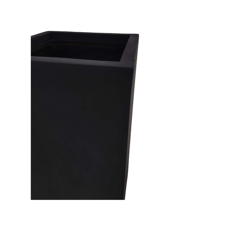 P-PT145-BL 33cm wide Kyoto square black fiberglass plant pot
