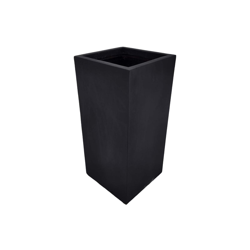 P-PT145-BL 33cm wide Kyoto square black fiberglass plant pot
