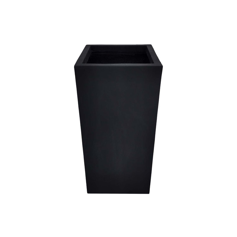 P-PT145-BL 33cm wide Kyoto square black fiberglass plant pot