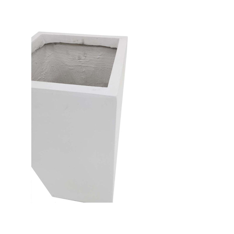 P-PT146-WH 26cm wide Kyoto square white fiberglass plant pot