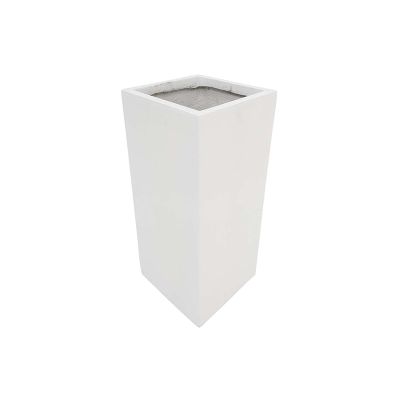 P-PT146-WH 26cm wide Kyoto square white fiberglass plant pot