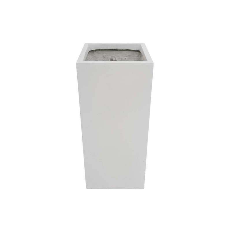 P-PT146-WH 26cm wide Kyoto square white fiberglass plant pot