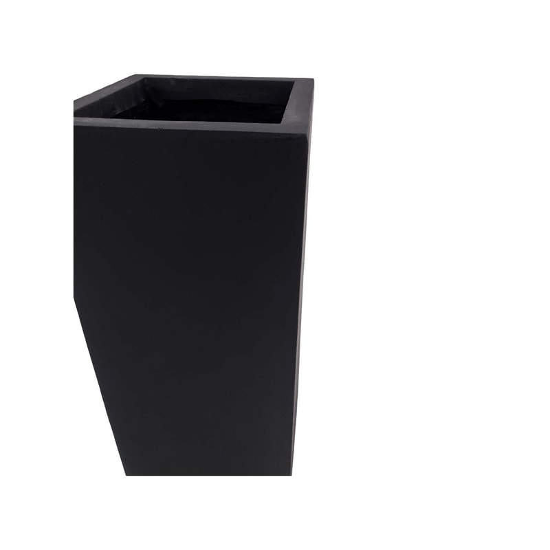 P-PT147-BL 20cm wide Kyoto square black fiberglass plant pot