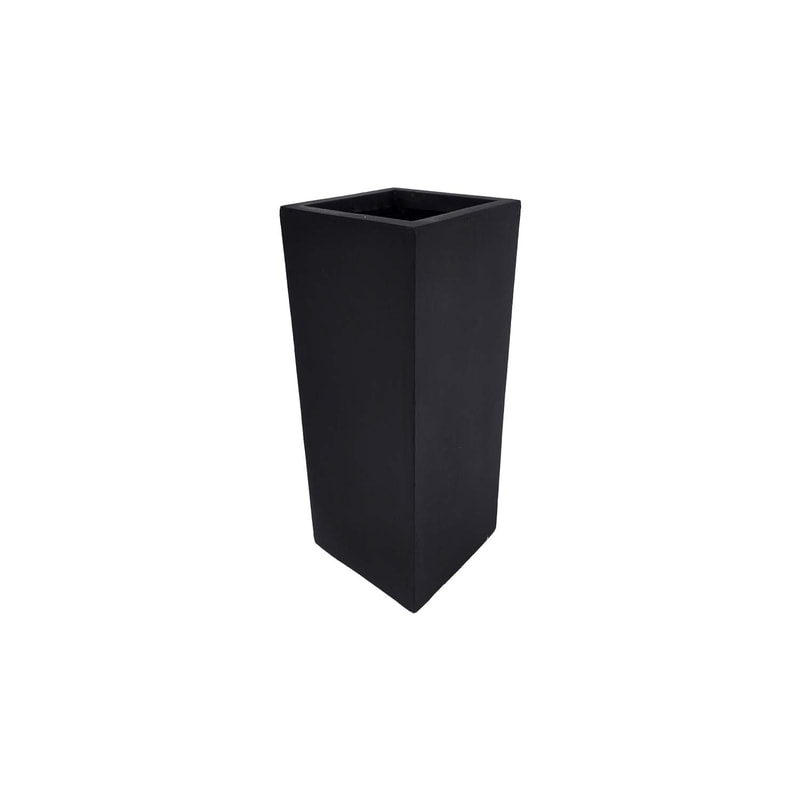 P-PT147-BL 20cm wide Kyoto square black fiberglass plant pot