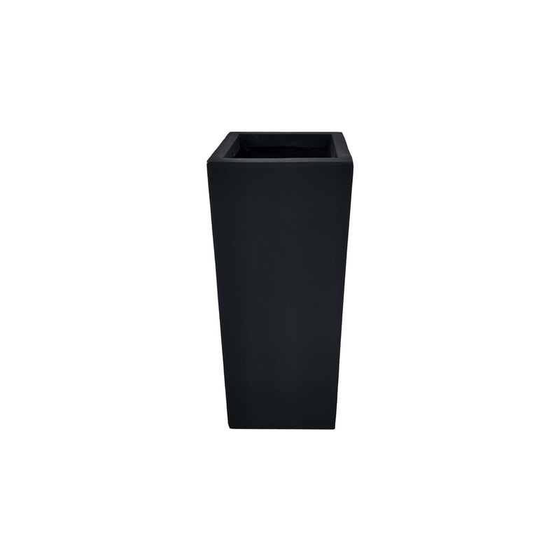 P-PT147-BL 20cm wide Kyoto square black fiberglass plant pot