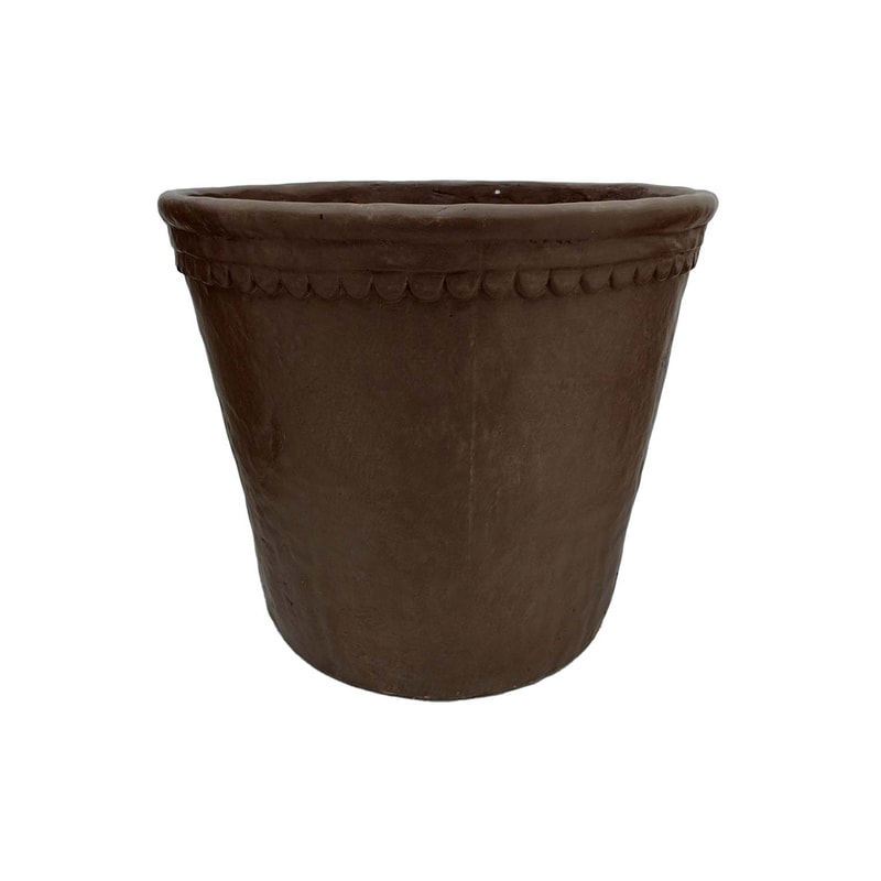 P-PT149-TC 35cm dia Tivoli round fiberglass plant pot in terracotta finish