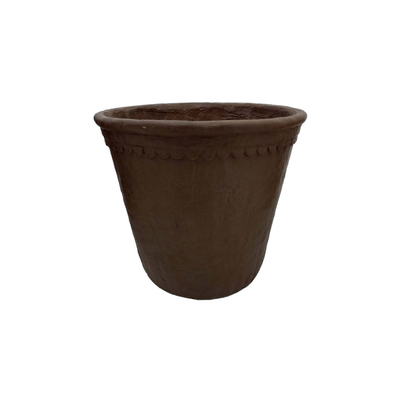 P-PT150-TC 30cm dia Tivoli round fiberglass plant pot in terracotta finish