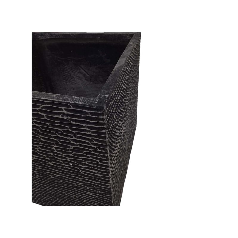 P-PT155-BL 55cm Medellin textured square plant pot in black