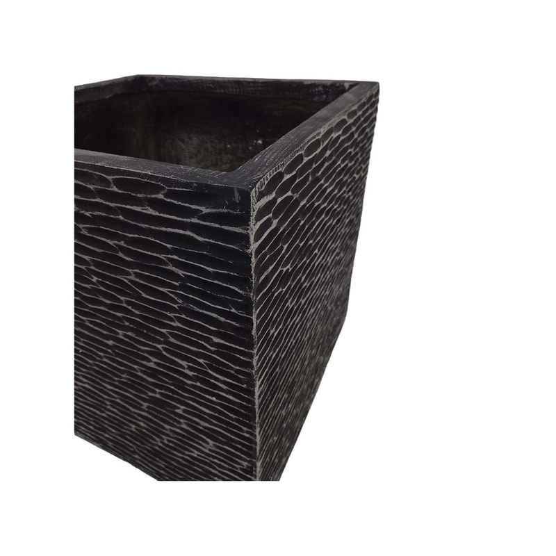 P-PT156-BL 45cm Medellin textured square plant pot in black 