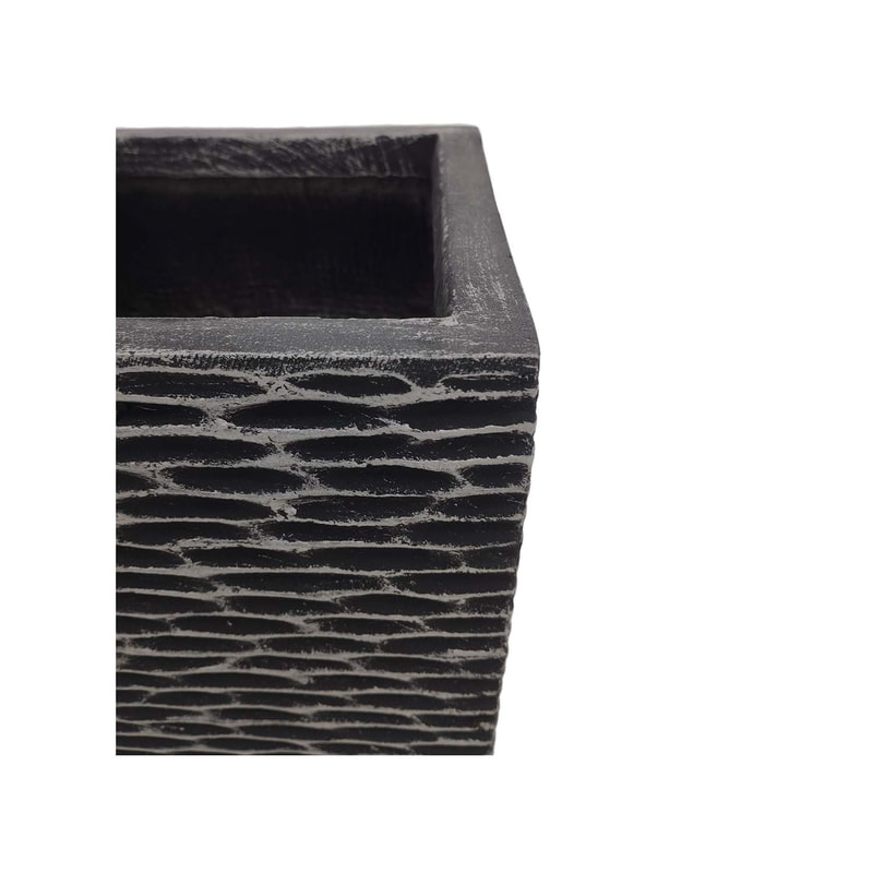 P-PT159-BL 22cm Medellin textured square plant pot in black 