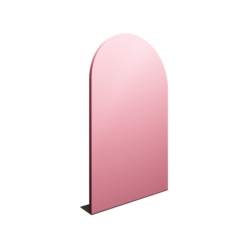 P-PZ101-PP 200cm high Type 1 pastel pink wall panel with full curve, matt finish