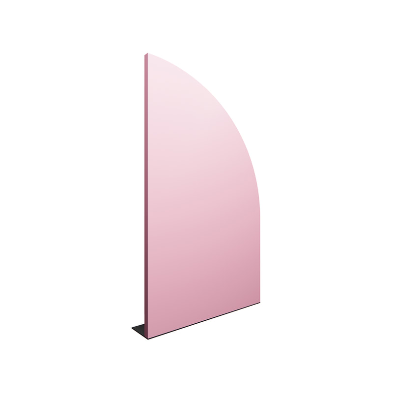 P-PZ102- LP 200cm high Type 2 light pink wall panel with half curve