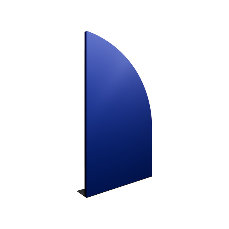 P-PZ102-RB 200cm high Type 2 royal blue wall panel with half curve, matt finish