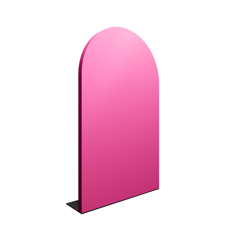 P-PZ104-HP 150cm high Type 4 hot pink wall panel with full curve, matt finish