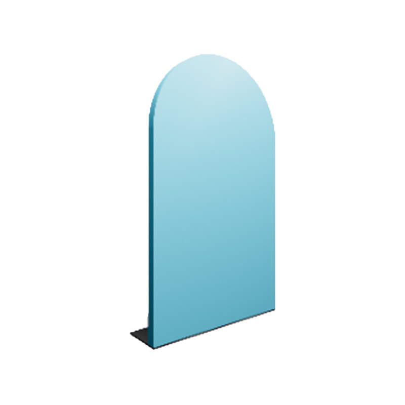 P-PZ104-LB 150cm high Type 4 light blue wall panel with full curve