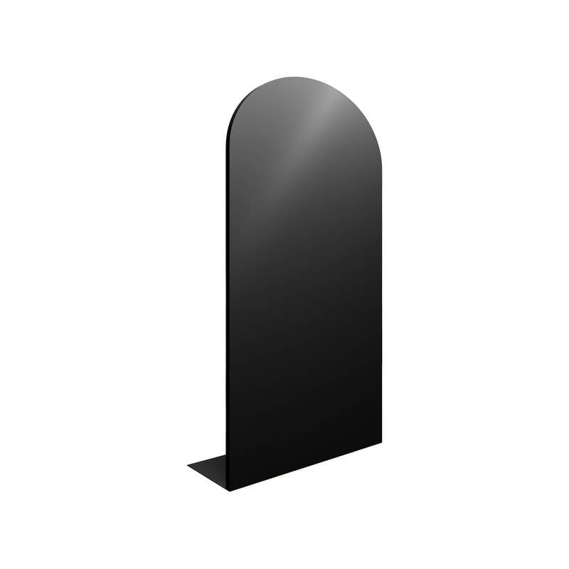 P-PZ106-BL 300cm high Type 6 black wall panel with full curve