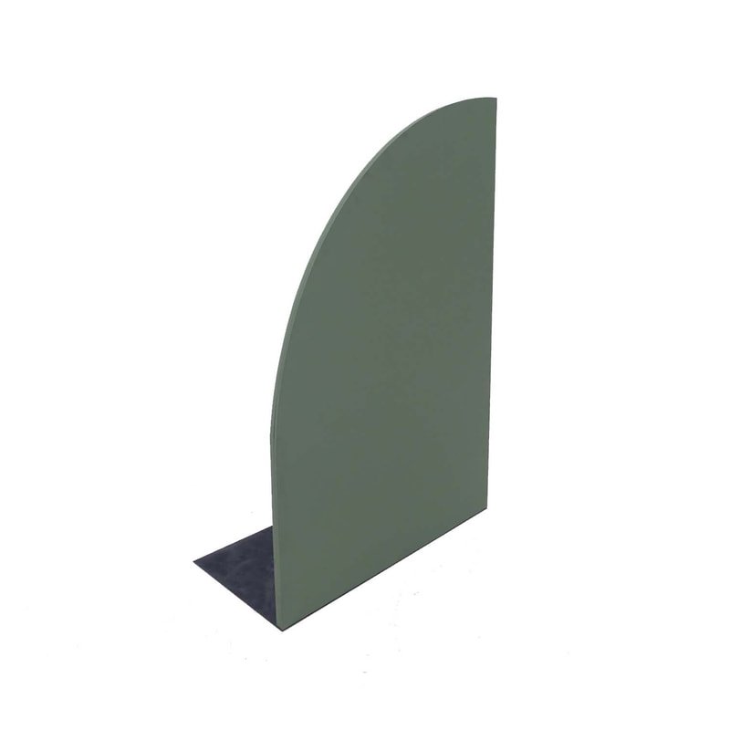 P-PZ107-OG 180cm high Type 7 olive green wall panel with half curve, matt finish