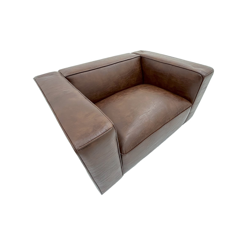 P-SN801-BR Buffalo single seater sofa in brown leatherette